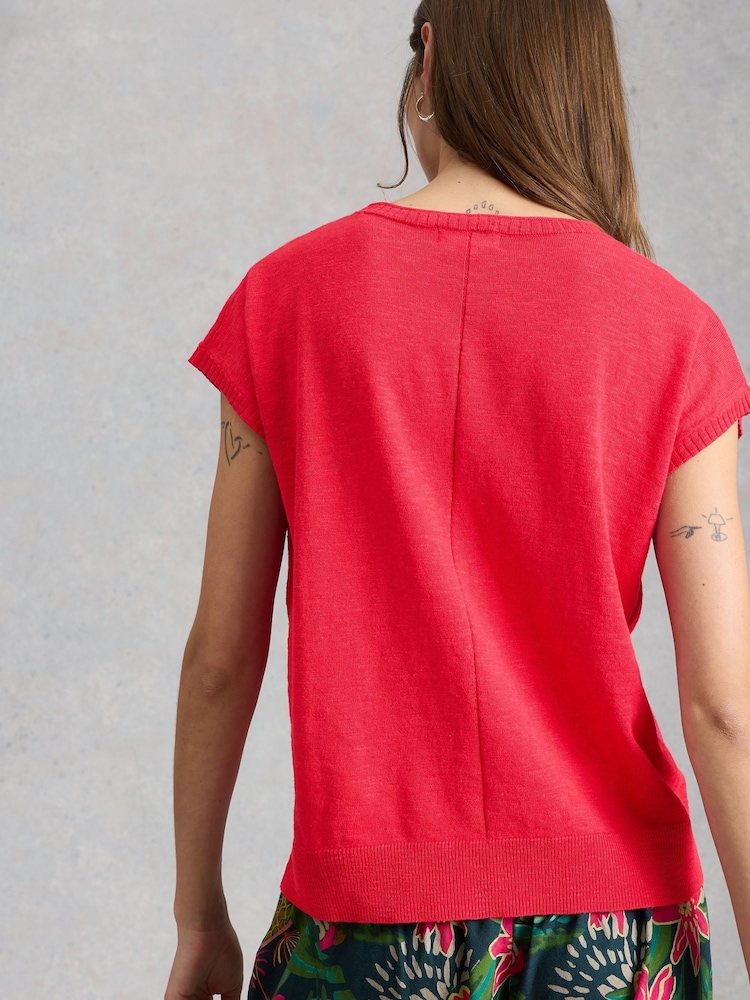 White Stuff Pink Nova Linen Blend T-Shirt - Image 2 of 6 White Stuff Pink Nova Linen Blend T-Shirt - Image 2 of 6