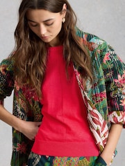 White Stuff Pink Nova Linen Blend T-Shirt - Image 3 of 6