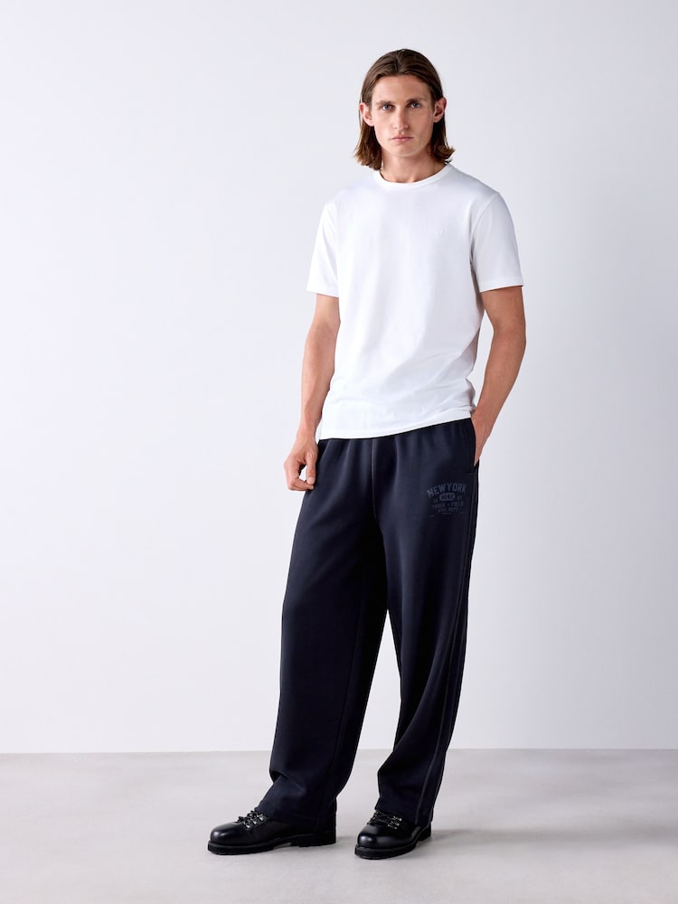 Black Loopback Relax Fit Graphic Joggers - Image 2 of 6 Black Loopback Relax Fit Graphic Joggers - Image 2 of 6