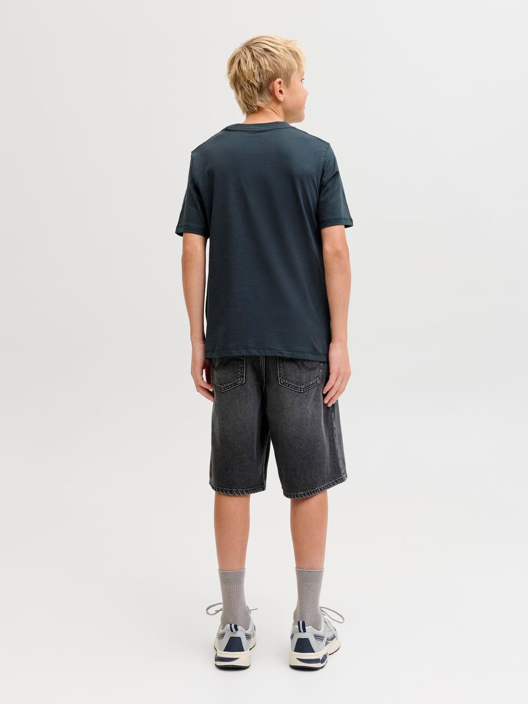 Buy JACK & JONES Junior Black Baggy Fit Alex Denim Shorts from