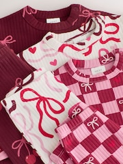 Burgundy Red Bow Baby Long Sleeve Top And Leggings 6 Piece Set (0mths-2yrs) - Image 11 of 13