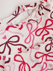 Burgundy Red Bow Baby Long Sleeve Top And Leggings 6 Piece Set (0mths-2yrs) - Image 12 of 13