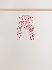 Burgundy Red Bow Baby Long Sleeve Top And Leggings 6 Piece Set (0mths-2yrs) - Image 8 of 13