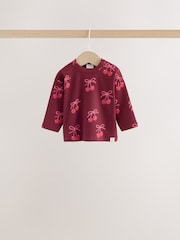 Burgundy Red Bow Baby Long Sleeve Top And Leggings 6 Piece Set (0mths-2yrs) - Image 9 of 13