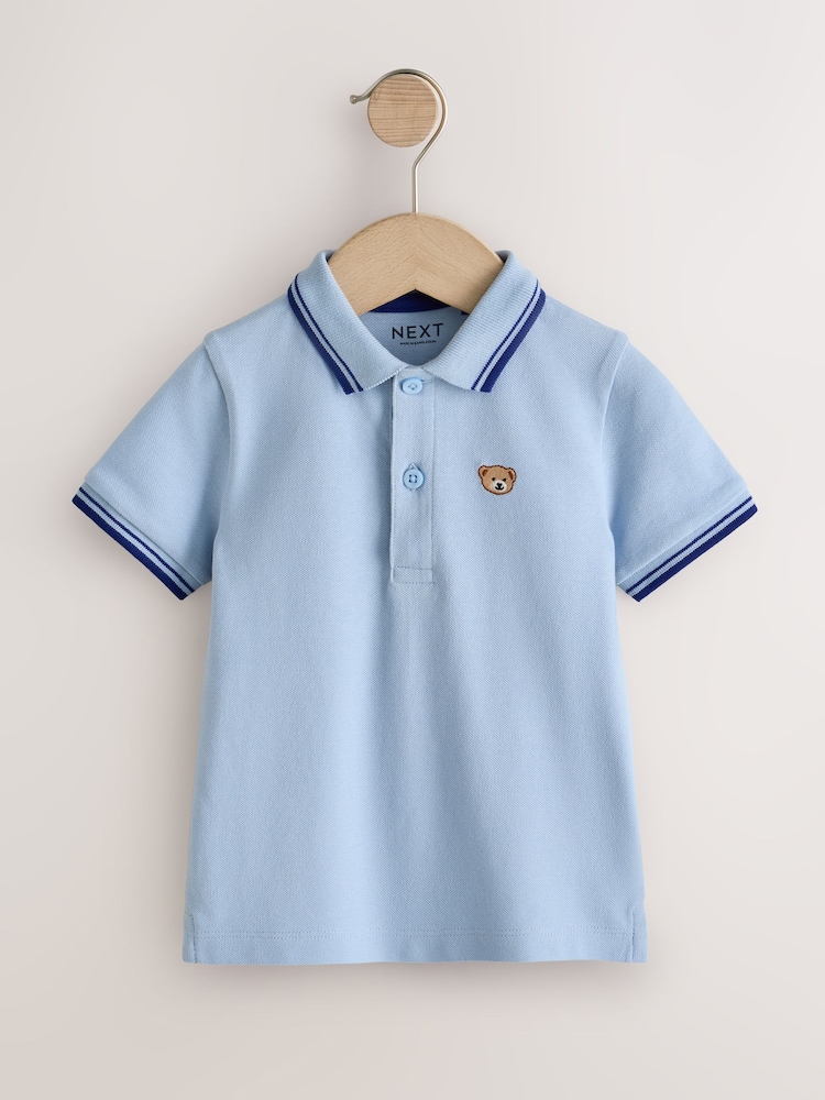 Blue/Neutral Polo Shirts 2 Pack (3mths-7yrs) - Image 2 of 6