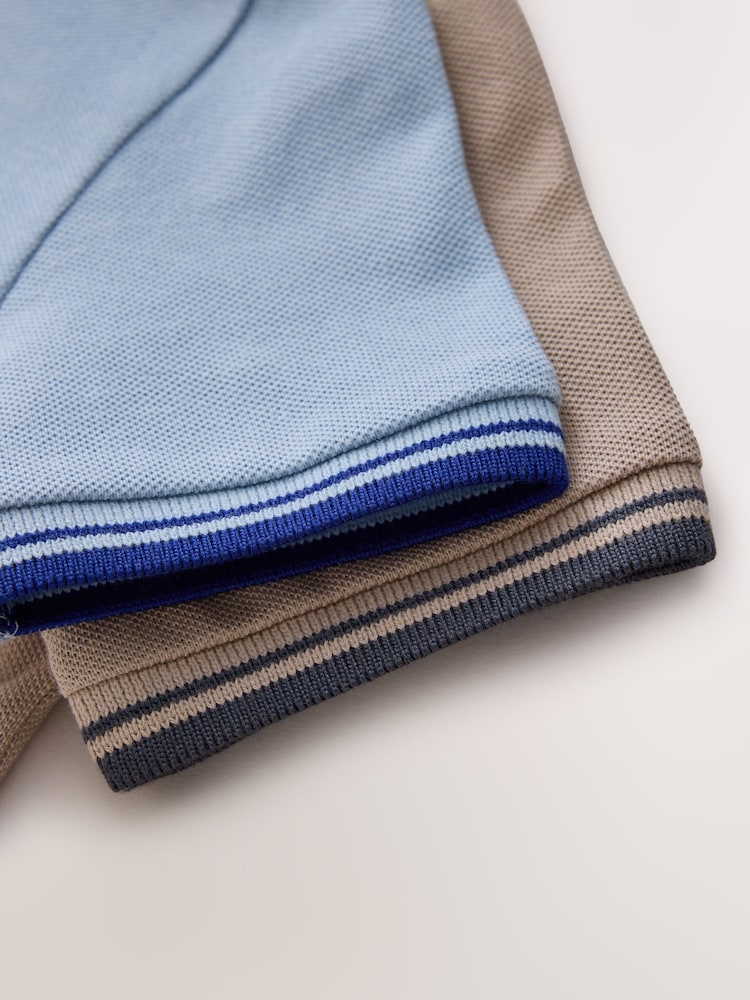Blue/Neutral Polo Shirts 2 Pack (3mths-7yrs) - Image 6 of 6