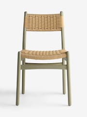 Set of 2 Sage Green Otto Rattan Wood Dining Chairs - Image 2 of 7