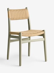 Set of 2 Sage Green Otto Rattan Wood Dining Chairs - Image 3 of 7