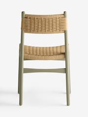 Set of 2 Sage Green Otto Rattan Wood Dining Chairs - Image 6 of 7
