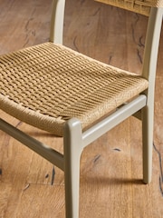Set of 2 Sage Green Otto Rattan Wood Dining Chairs - Image 7 of 7