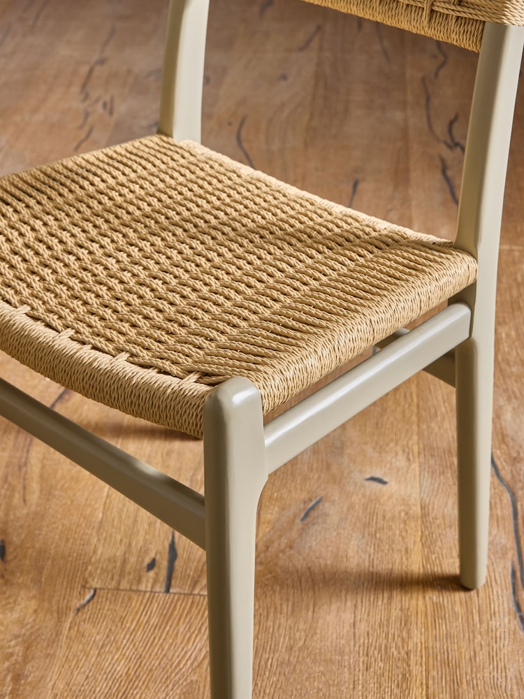 Set of 2 Sage Green Otto Rattan Wood Dining Chairs - Image 7 of 7