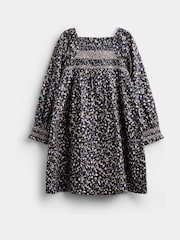 JoJo Maman Bébé Dark Blue Floral Mini Me Smocked Dress - Image 2 of 4