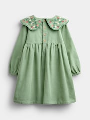 Jojo Maman Bébé Sage Green Strawberry Embroidered Collar Cord Dress - Image 2 of 4
