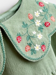 Jojo Maman Bébé Sage Green Strawberry Embroidered Collar Cord Dress - Image 3 of 4