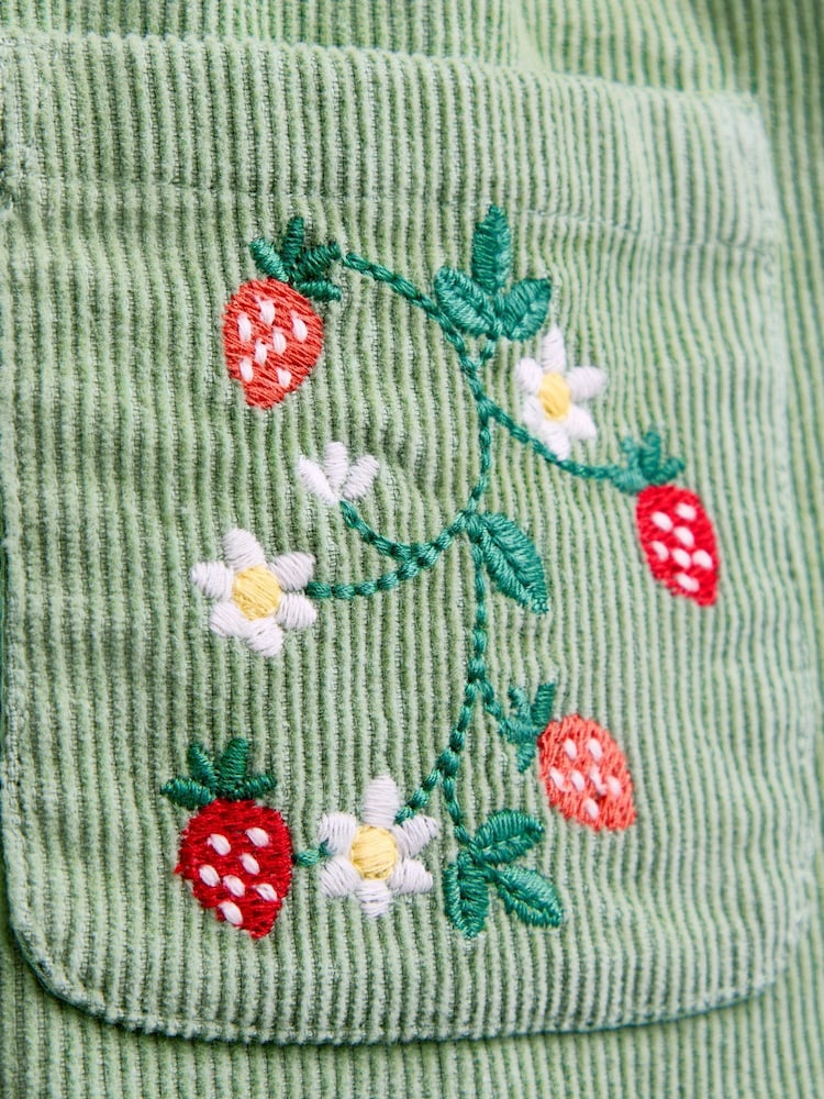 Jojo Maman Bébé Sage Green Strawberry Embroidered Collar Cord Dress - Image 4 of 4 Jojo Maman Bébé Sage Green Strawberry Embroidered Collar Cord Dress - Image 4 of 4