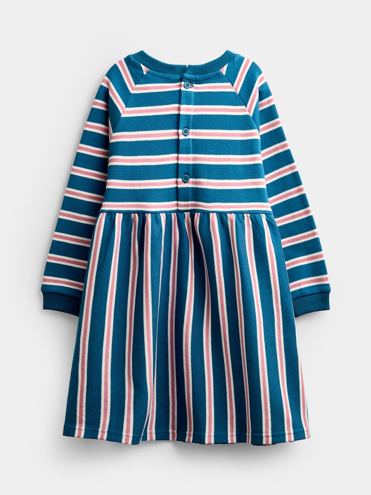 JoJo Maman Bébé Blue Stripe Long Sleeve Jersey Dress - Image 2 of 4 JoJo Maman Bébé Blue Stripe Long Sleeve Jersey Dress - Image 2 of 4