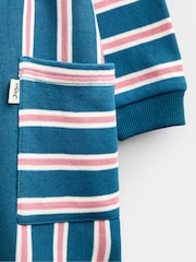 JoJo Maman Bébé Blue Stripe Long Sleeve Jersey Dress - Image 3 of 4