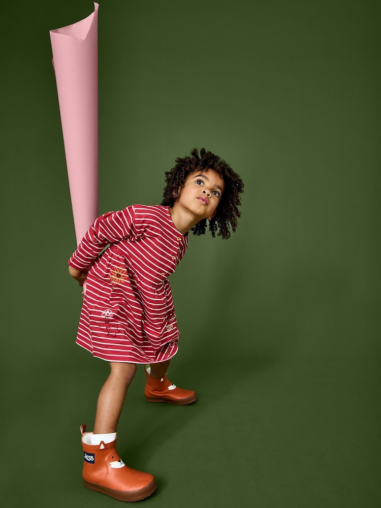 JoJo Maman Bébé Rust Orange Mushroom Chain Stitch Jersey Dress - Image 1 of 6 JoJo Maman Bébé Rust Orange Mushroom Chain Stitch Jersey Dress - Image 1 of 6