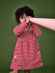 JoJo Maman Bébé Rust Orange Mushroom Chain Stitch Jersey Dress - Image 2 of 6