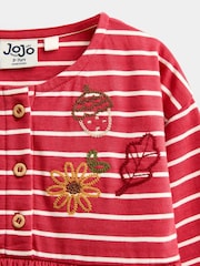 JoJo Maman Bébé Rust Orange Mushroom Chain Stitch Jersey Dress - Image 5 of 6