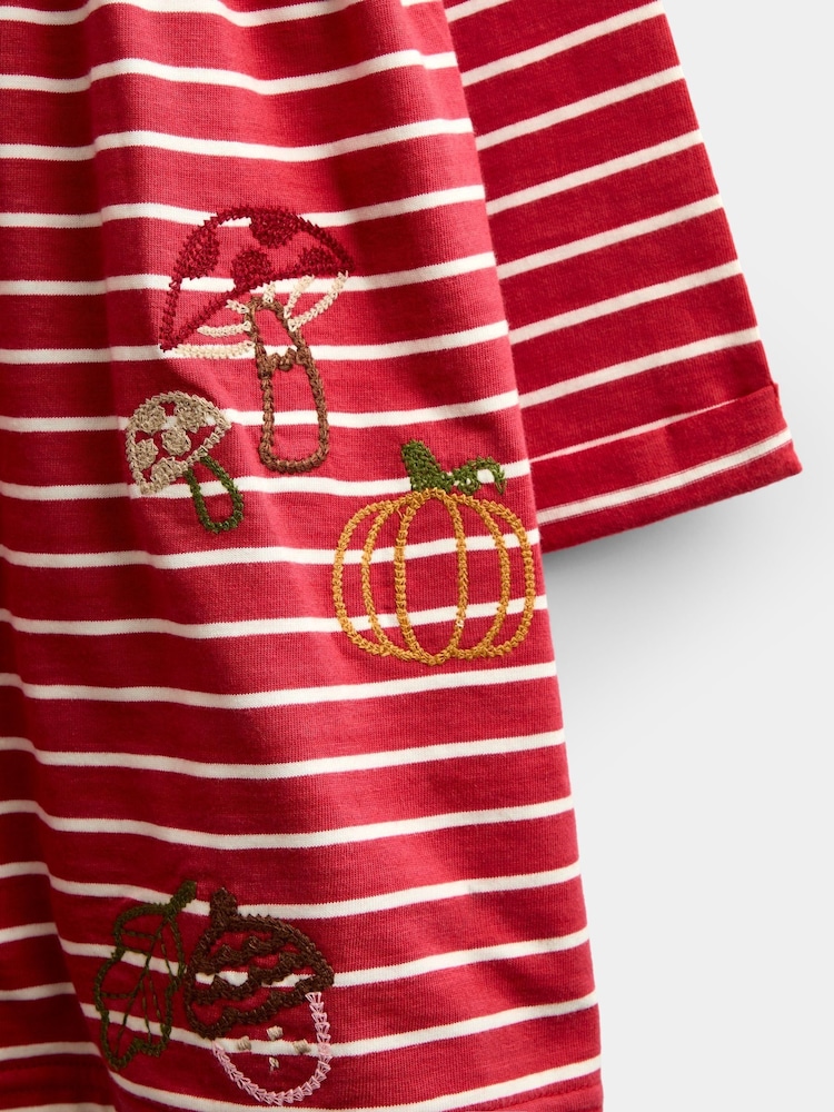 JoJo Maman Bébé Rust Orange Mushroom Chain Stitch Jersey Dress - Image 6 of 6 JoJo Maman Bébé Rust Orange Mushroom Chain Stitch Jersey Dress - Image 6 of 6