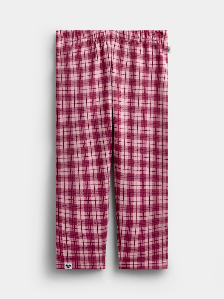 JoJo Maman Bébé Blue Marl Cherry Gingham 2 -Pack Appliqué & Check Leggings - Image 2 of 7