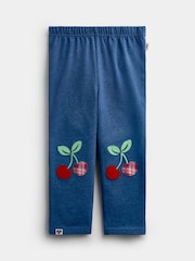 JoJo Maman Bébé Blue Marl Cherry Gingham 2 -Pack Appliqué & Check Leggings - Image 3 of 7