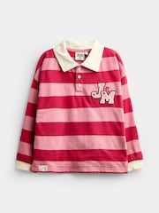 JoJo Maman Bébé Pink Stripe Appliqué Rugby Shirt - Image 2 of 5