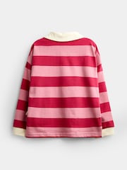 JoJo Maman Bébé Pink Stripe Appliqué Rugby Shirt - Image 3 of 5