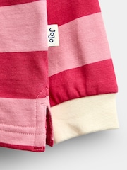 JoJo Maman Bébé Pink Stripe Appliqué Rugby Shirt - Image 4 of 5