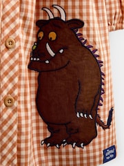 Jojo Maman Bébé Rust Orange Gingham The Gruffalo Button Through Dress - Image 3 of 4