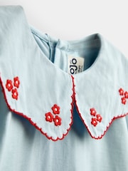 Jojo Maman Bébé Light Blue Flowers Embroidered Collar Top - Image 3 of 4
