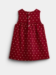 JoJo Maman Bébé Burgundy Red Mouse Appliqué Cord Dress - Image 2 of 4