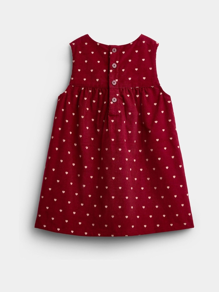 JoJo Maman Bébé Burgundy Red Mouse Appliqué Cord Dress - Image 2 of 4