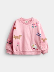 JoJo Maman Bébé Light Pink Pet Applique Sweatshirt And Joggers Set - Image 2 of 5
