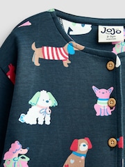 JoJo Maman Bébé Navy Blue Dog Print Button Front Dress - Image 4 of 4