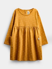Jojo Maman Bébé Mustard Yellow Spot Jersey Dress - Image 1 of 4