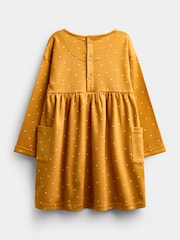 Jojo Maman Bébé Mustard Yellow Spot Jersey Dress - Image 2 of 4