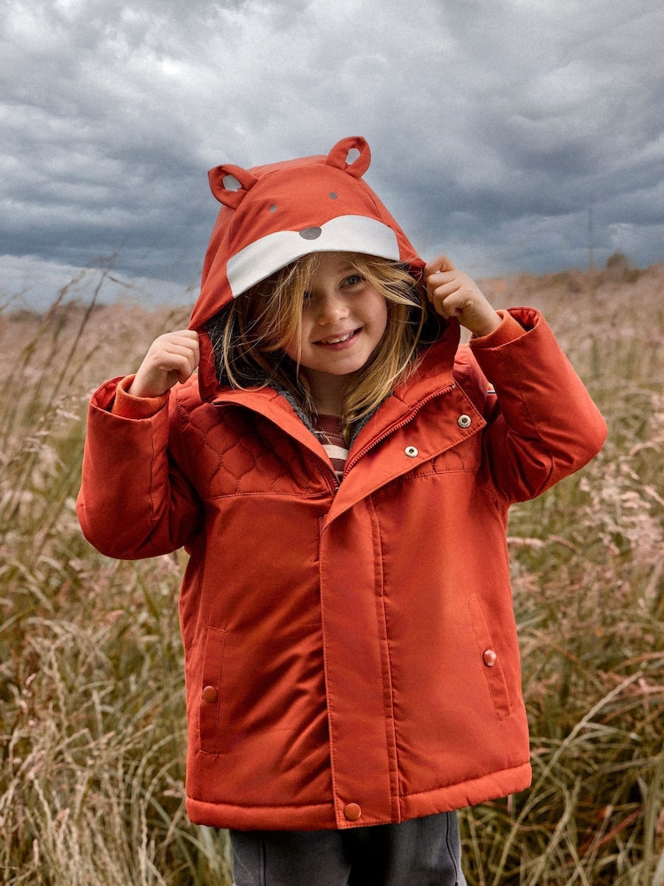 JoJo Maman Bébé Orange Fox Parka Jacket - Image 1 of 6 JoJo Maman Bébé Orange Fox Parka Jacket - Image 1 of 6