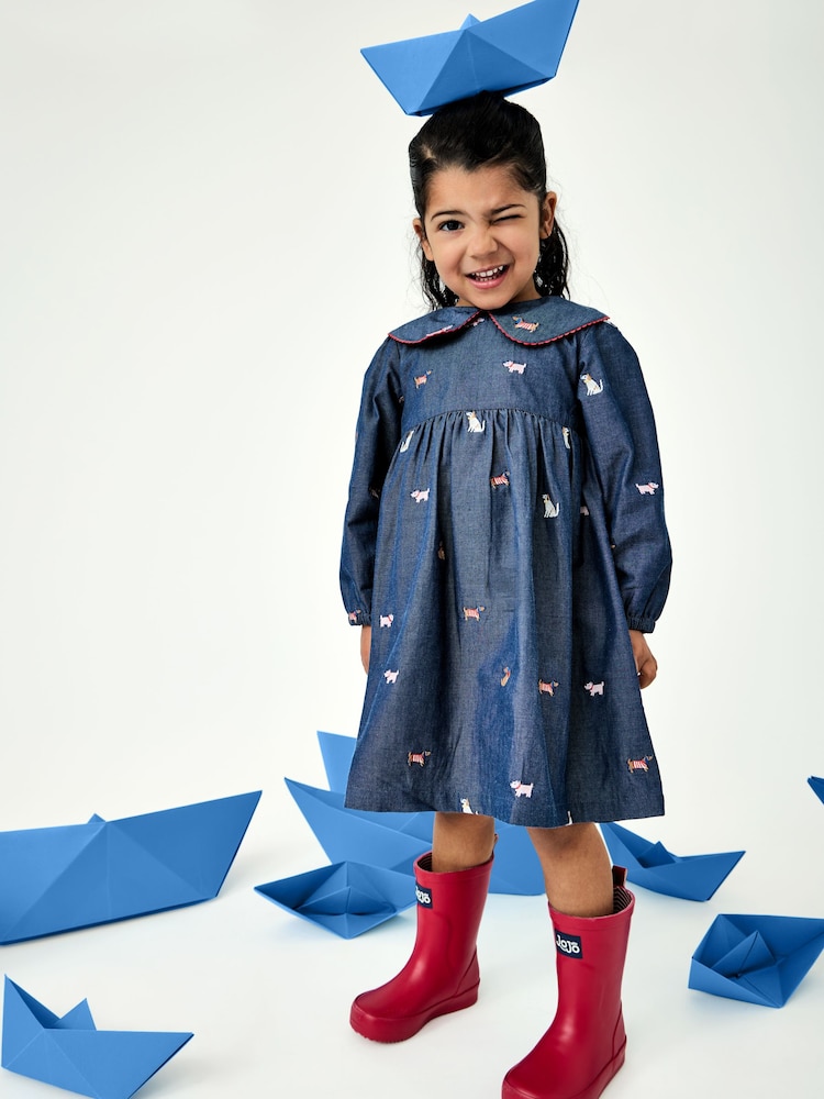 JoJo Maman Bébé Embroidered Dress - Imaginea 1 din 5 JoJo Maman Bébé Embroidered Dress - Imaginea 1 din 5
