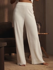 B by Ted Baker Cream Wool Cashmere Blend Lounge Trousers with Lace - Image 2 de 4