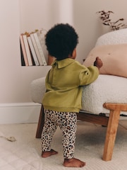 Green / Leopard Baby Sweat Top And Wide Leg Leggings 2 Piece Set (0mths-2yrs) - Image 3 of 4