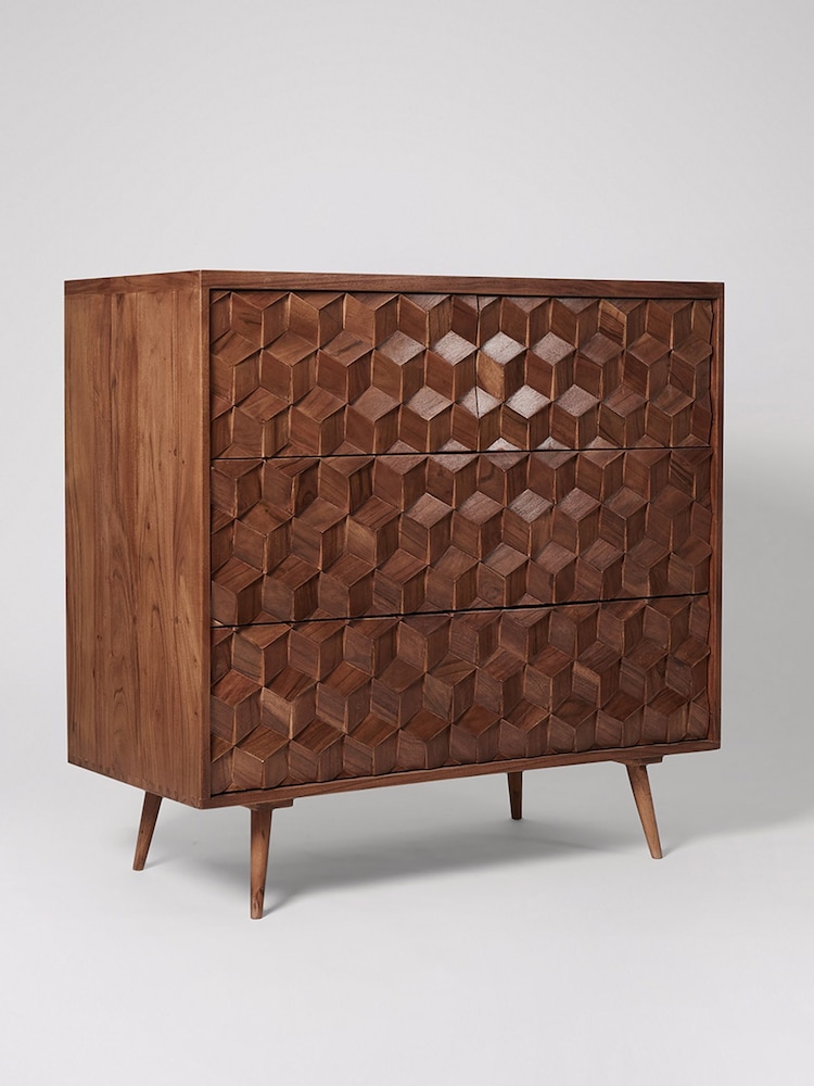Swoon Mid Brown Terning Acacia Wood Chest Of Four Drawers - Image 2 of 5