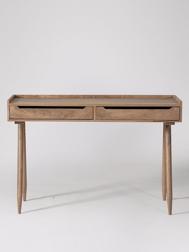 Swoon Light Brown Southwark Mango Wood Two-Drawer Desk - Image 1 of 4