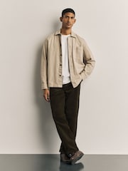 Khaki Straight Fit Corduroy Chino Trousers - Image 1 of 9