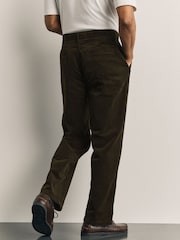 Khaki Straight Fit Corduroy Chino Trousers - Image 3 of 9