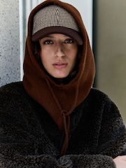 Chocolate Brown Hooded Knitted Snood - Image 1 of 4