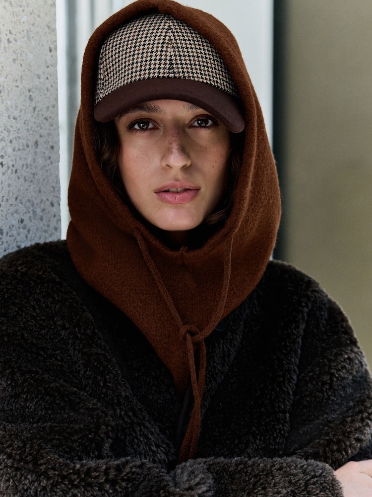 Chocolate Brown Hooded Knitted Snood - Image 1 of 4