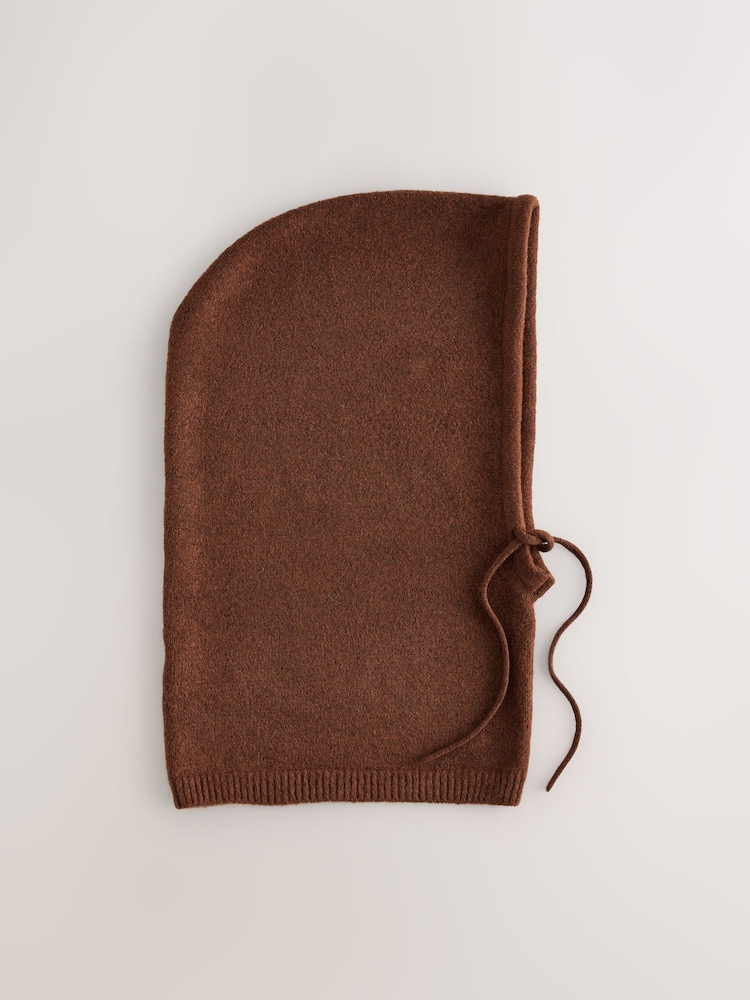 Chocolate Brown Hooded Knitted Snood - Image 2 of 4