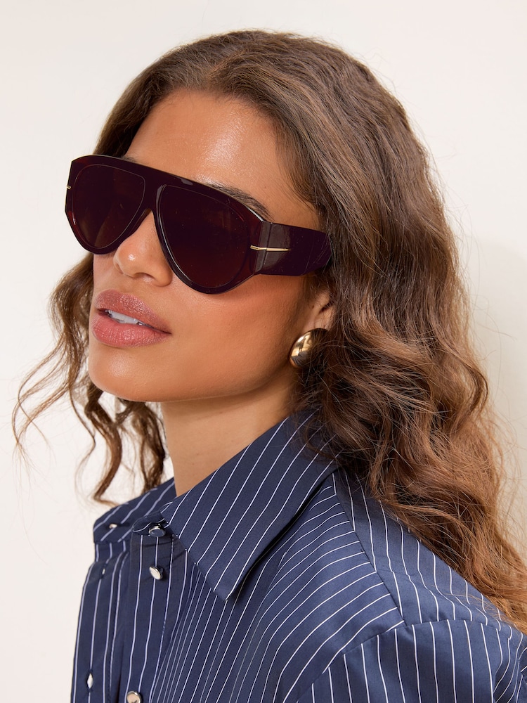 Lipsy Chunky Rounded Aviator Sunglasses - Պատկեր 1 6-ից